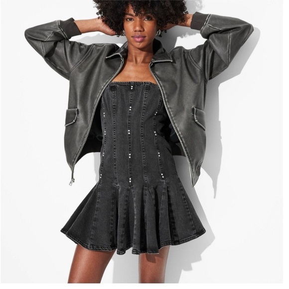 wild fable Dresses & Skirts - 🆕 Wild Fable black denim mini a pleated dress - M